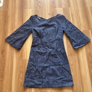 Urban Outfitters COOPERATIVE Denim Mini Dress Size 0 Bell Sleeves Back Cut-Out